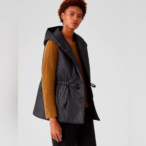 Eileen Fisher Eggshell Recycled Nylon Hooded Vest
